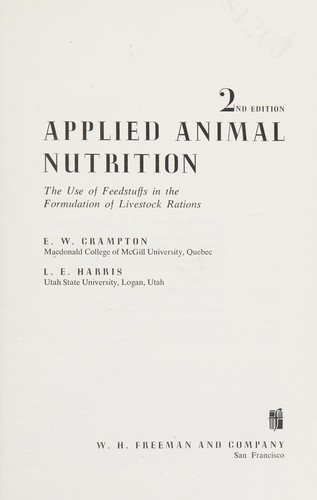 Applied Animal Nutrition by Crampton and Harris cover